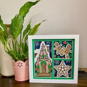 3D Christmas Gingerbread House Shadowbox